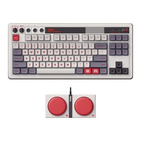8BitDo 레트로 기계식 키보드 블루투스 유무선켬용 PC 핫스왑 87키, 그레이-추천-상품