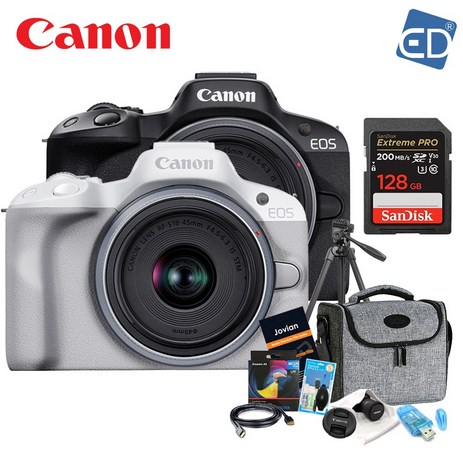 [캐논 정품] EOS R50 / RF S18-45mm + 128GB 패키지/ED, 02.캐논R50/RF S18-45/128G+9종/화이트-추천-상품