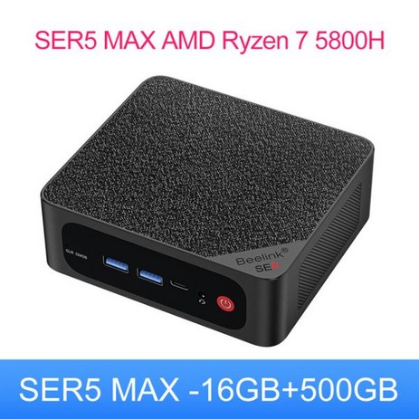 고사양 미니 PC 데스크탑 가성비 사무용 Beelink 비링크 게임용 컴퓨터 SER5 Max AMD Ryzen 7 5800H 16GB 500GB NVME SSD 5560U Pro, AMD Processor, EU-추천-상품