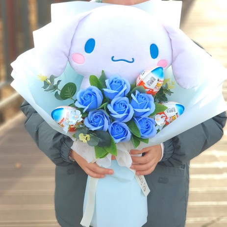 로맨틱앤 대형 인형 꽃다발 산리오 킨더조이꽃다발, 빅 시나모롤 블루, 1개-추천-상품