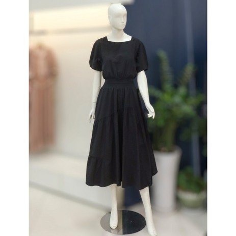 [정품매장] 나이스크랍 캐주얼 데일리 원피스 [나이스클랍]볼륨소매 허리밴딩 원피스(A242PWO522)BK-추천-상품