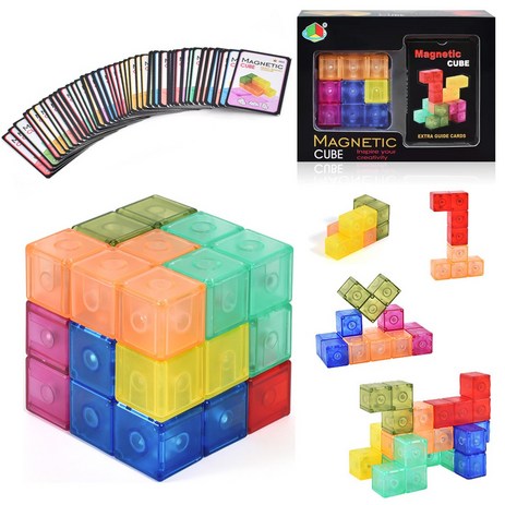 매직큐브 자석소마큐브 반투명 7가지 모양 54 카드, 7가지 모양 소마 큐브 + 54카드-추천-상품