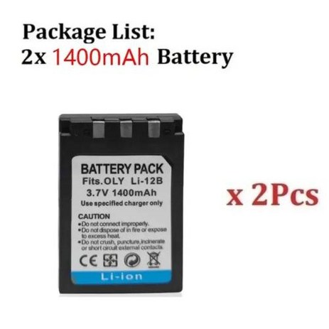 배터리 LI12B LI10B 배터리 1400mAh LI10B 카메라 LI12B 올림푸스 U300U400U410U500U600U80U810U1000C50C60C70C770, 2) 2Pcs Battery, 2개-추천-상품