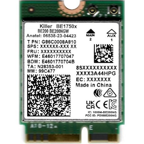 HighZer0 Electronics BE1750x Killer Series 업그레이드 BE200 WiFi 7 카드 | 게이밍 어댑터 M.2 PCIe 5.8Gbps 320MHz-추천-상품