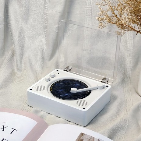 블루투스 cdplayer 휴대용 빈티지 스탠딩 오디오 시디플레이어, 2세대 화이트 우드 그레인-추천-상품