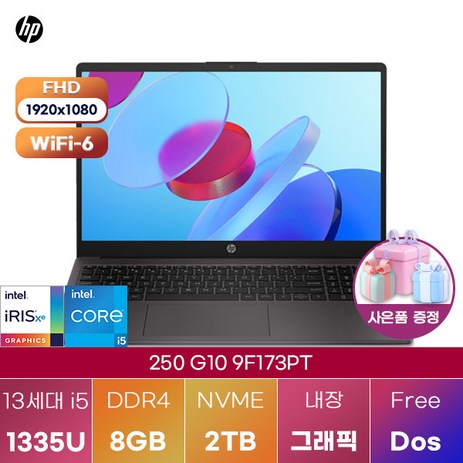 [HP] hp 250 G10 9F173PT WIN11 대학생 사무용 포토샵 노트북, Free DOS, 8GB, 2TB, 블랙-추천-상품