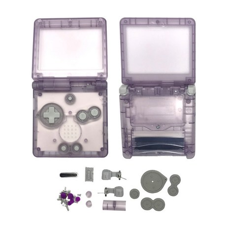 GBA SP 셸 투명 케이스 버튼 및 전도성 패드 포함 게임보이 어드밴스 콘솔 셸, [17] Clear Light Purple-추천-상품