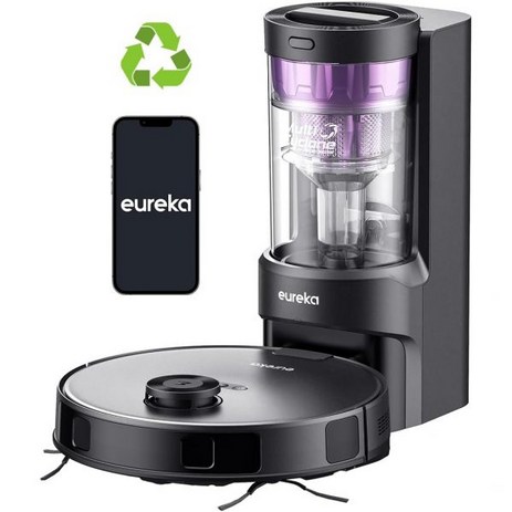 유레카 로봇 청소기 E10s 4000pa 강력한 흡입 물 닦기가 있는 이중 사용 고정밀 매핑 기능 자동 걸레 리프트 쓰레기 수거 환경 친화적, Black-추천-상품