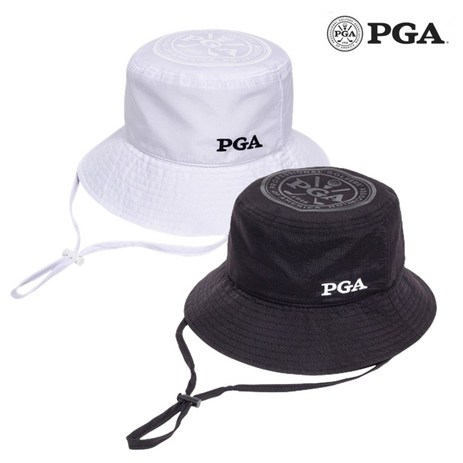 PGA 골프 여성 남성 UV차단 턱끈 조절 버킷햇 모자, PGA 남성 블랙 버킷햇, 1개-추천-상품
