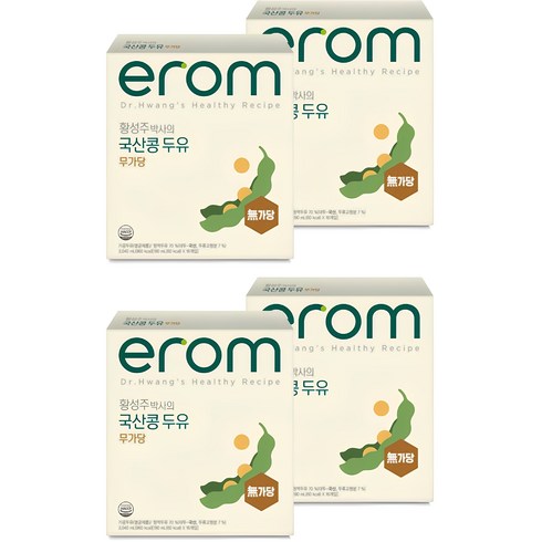 이롬 검은콩 무가당 두유 190mlX100팩 - 이롬 황성주 박사의 국산콩 두유 무가당, 190ml, 64개