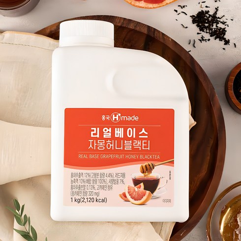 자몽허니블랙티시럽 - 흥국 리얼베이스 자몽허니블랙티 1kg, 종이박스 배송, 6개, 1L