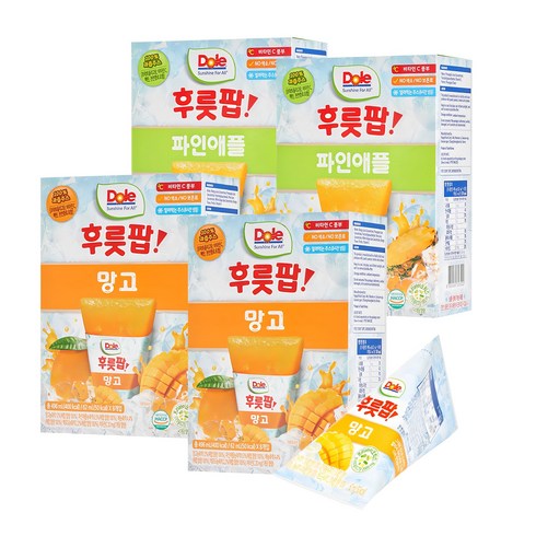 쥬스멜로우 - 돌 파인애플 팝 주스 62ml x 16p + 망고 팝 62ml x 16p, 1세트