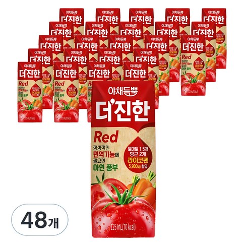 음료수 - 롯데칠성음료 야채듬뿍 더진한 레드, 125ml, 48개