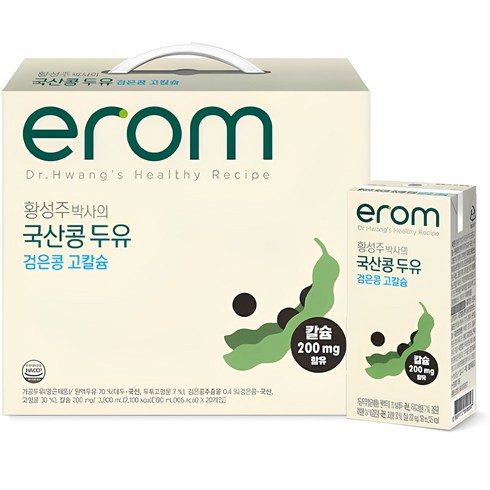 두유 - 이롬 황성주 국산콩 검은콩 고칼슘 두유, 190ml, 20개