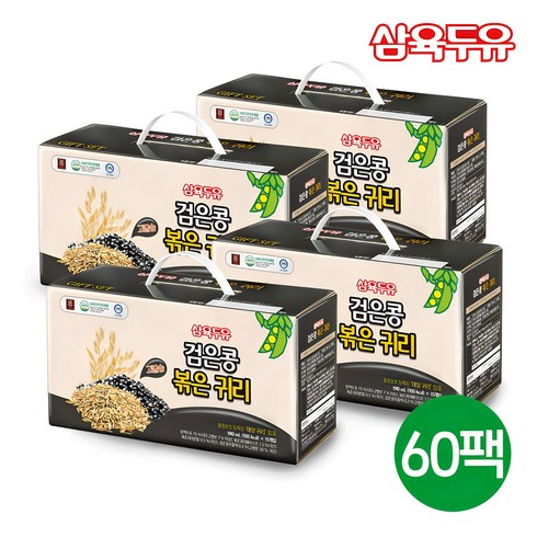 국산콩 영암 귀리 두유 80팩 - [삼육두유] 검은콩볶은귀리두유 190ml x 60팩, 60개