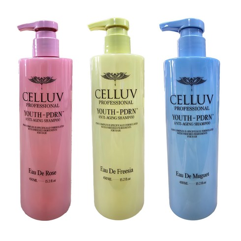  셀럽 PDRN 샴푸 로즈 450mlx3개뮤게 450mlx3개  로즈 200ml - (CELLUV) 최신상 셀럽 PDRN 샴푸 450ml x 3통 (로즈 + 프리지아 + 뮤게), 1개