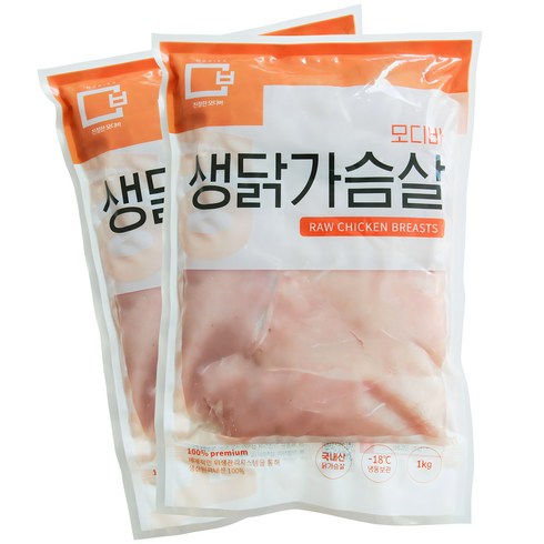 노브랜드닭가슴살 - 모디바 국내산 냉동 닭가슴살( 1kgX2팩), 1kg, 2개