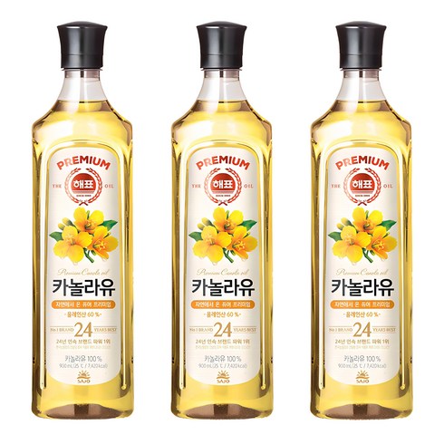 식용유 - 해표 카놀라유, 900ml, 3개