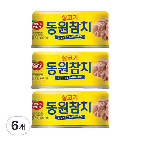 동원라이트스탠다드참치150g원터치12개 - 동원 라이트 스탠다드 참치, 150g, 6개