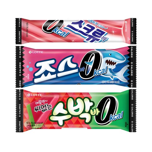 제로아이스크림 - 수박바 0칼로리 x10개+스크류바 0칼로리 x10개+죠스바 0칼로리 x10개, 30개, 75ml