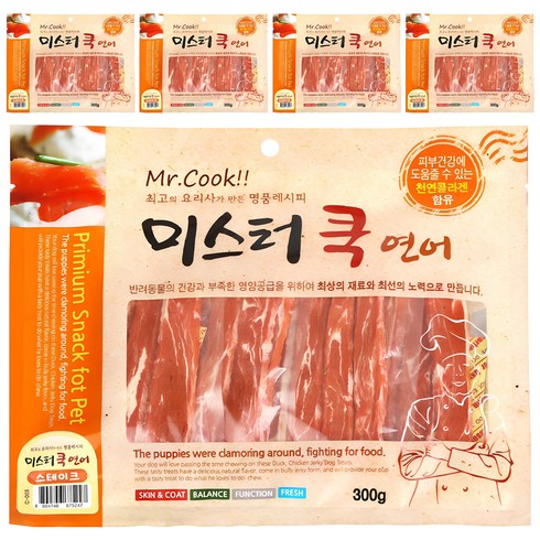 반려동물 - 미스터쿡 강아지 간식 스테이크, 연어, 300g, 5개