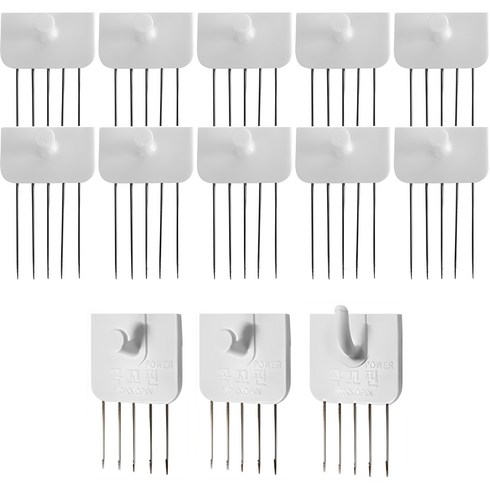 벽걸이후크 - 꼭꼬핀 일자형 10개 + 꼭꼬핀파워 일자형 2개 + 꼭꼬핀파워 U자형 1개, 혼합색상, 1세트