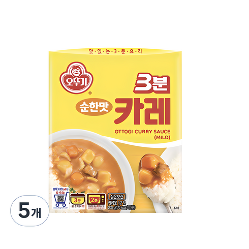 오뚜기3분카레 - 오뚜기3분 카레 순한맛, 200g, 5개