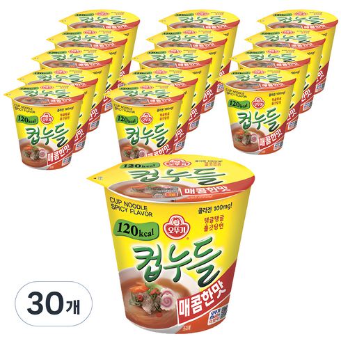 오뚜기컵누들 - 오뚜기 컵누들 매콤한맛 37.8g, 30개