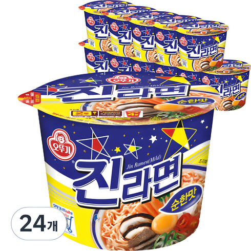 진라면순한맛 - 오뚜기 진라면 순한맛 큰컵 110g, 24개