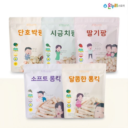 올바름독도 - 올바름 쌀과자 자일리톨 롱킥(2개)+팡(3개) 5종 세트, 단품