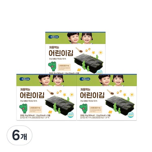 베베쿡어린이김 - 베베쿡 처음 먹는 어린이김, 오리지널, 6개, 15g