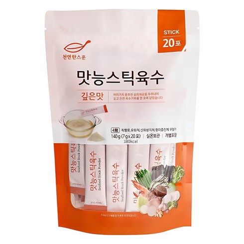 전통애육수팩명절선물 - 천연한스푼 석하 깊은맛 맛능 스틱 육수 20p, 140g, 1개