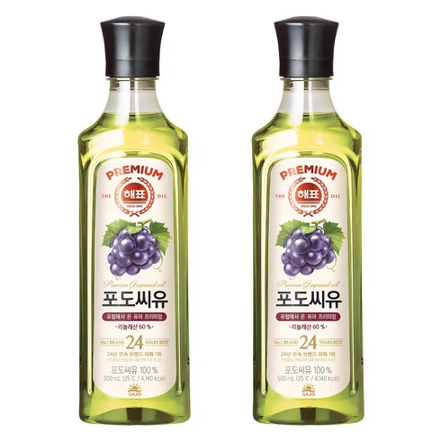 해표포도씨유 - 해표 포도씨유, 500ml, 2개