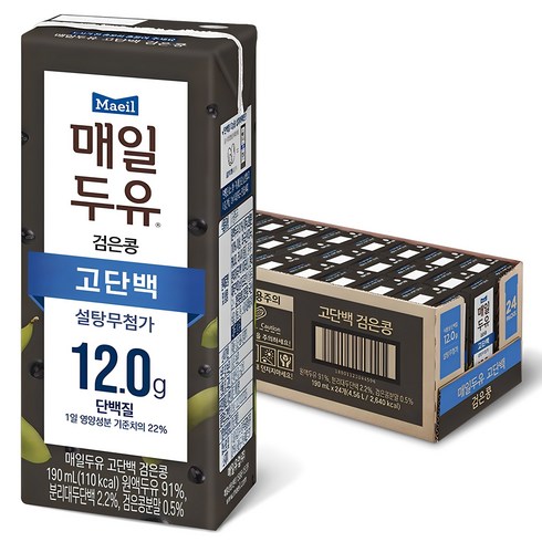 매일두유 - 매일두유 고단백 검은콩 두유, 24개, 190ml