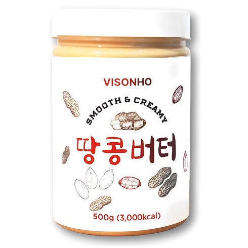 비소뉴땅콩버터 - 비소뉴 스무스 앤 크리미 땅콩버터, 500g, 1개