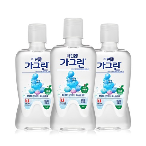 가그린어린이 - 가그린 어린이용 구강세정제 사과향, 550ml, 3개