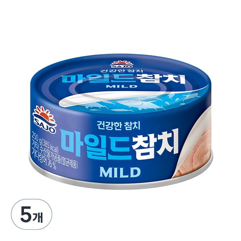 참치캔200g - 사조 마일드 참치, 250g, 5개