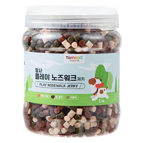 강아지져키 - 탐사 강아지 간식 플레이 노즈워크 말랑 져키 혼합맛 1kg, 1개