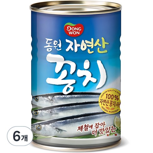 기타통조림/캔 - 동원 자연산 꽁치 통조림, 400g, 6개