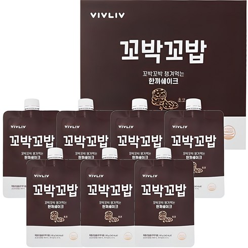 꼬박꼬밥 - 비브리브 꼬박꼬밥 체중조절용 한끼쉐이크 초코, 40g, 7개