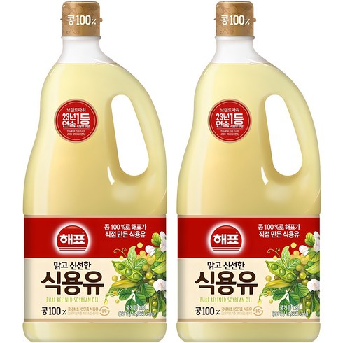 오뚜기식용유 - 해표 콩기름 식용유, 1.8L, 2개