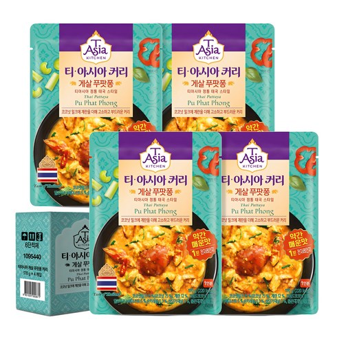 커리4 - 티아시아키친 게살 푸팟퐁 커리, 170g, 4개