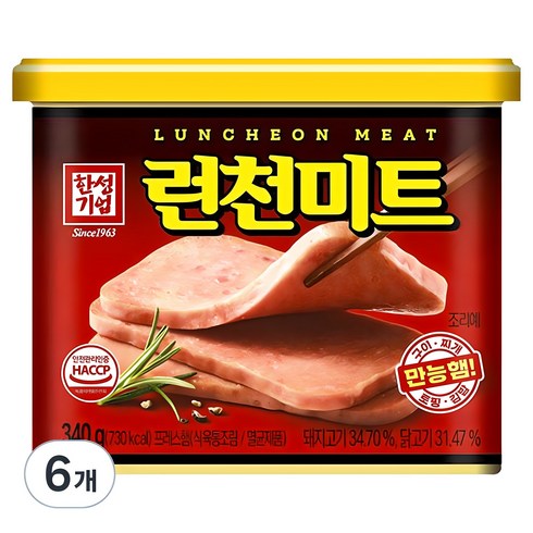 뚝심햄 - 한성기업 런천미트, 340g, 6개