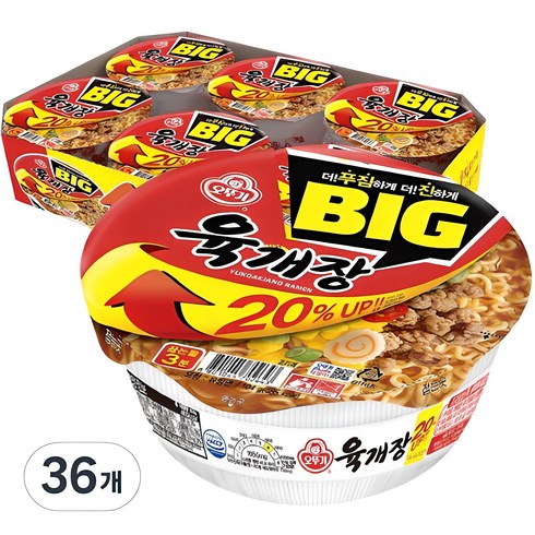 오뚜기육개장사발면 - 오뚜기 육개장 컵라면 104g, 36개