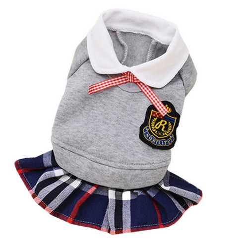 블럭마트 애견 원피스, 그레이 치마