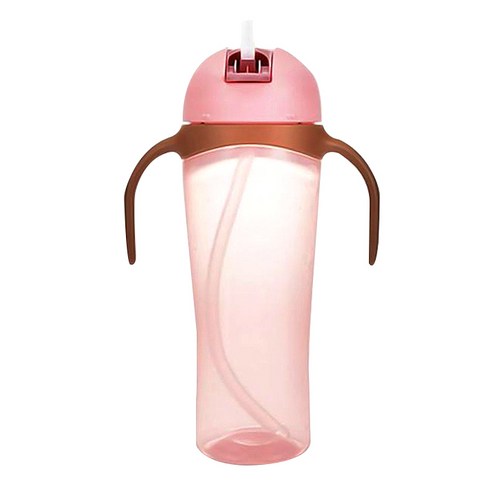 더블하트 대용량 스트로 펭귄컵 330ml, 핑크, 1개