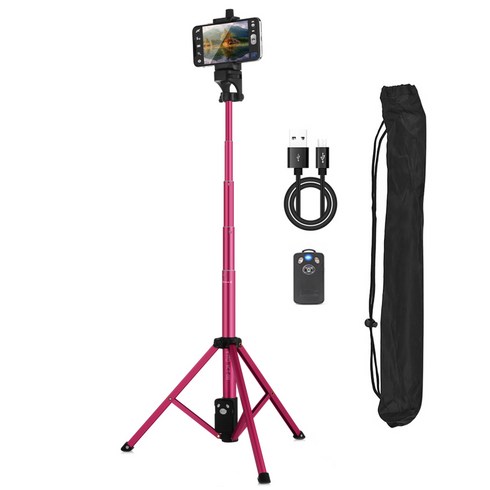 INTO 고강도 2in1 블루투스 삼각대 셀카봉 134cm VCT-88, VCT-88(핑크)