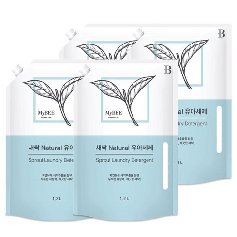 마이비 새싹 내추럴 유아 세제 리필, 4개, 1200ml