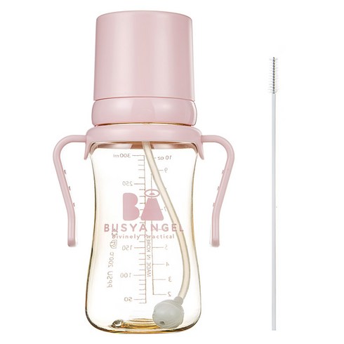 비지엔젤 PPSU 빨대컵 300ml + 빨대세척솔, 핑크, 1개
