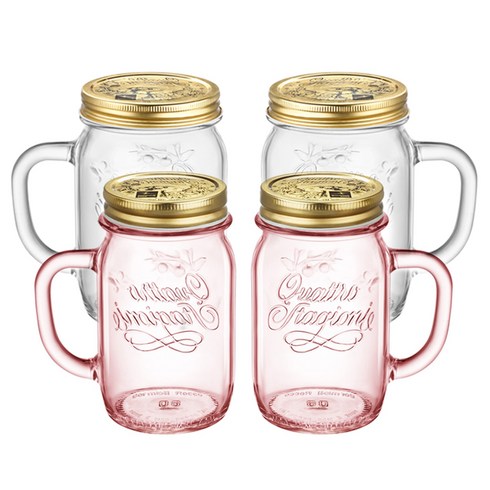 보르미올리 콰트로 스타지오니 핸들자 핑크 415ml x 2p + 투명 750ml x 2p, 1세트